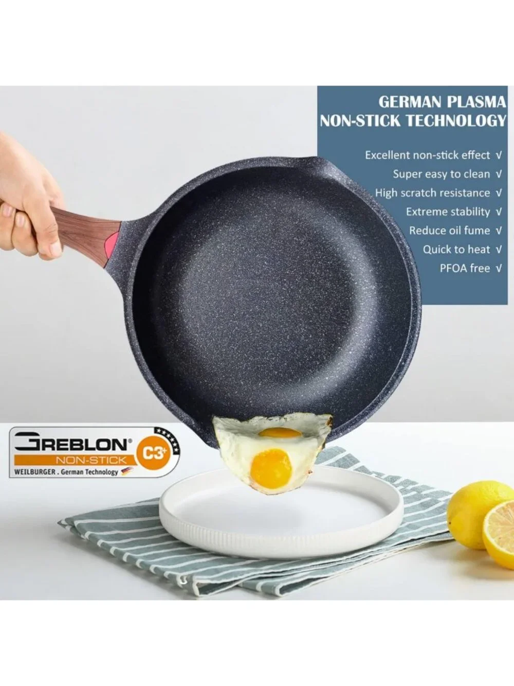 Nonstick Deep Frying Pan with Lid, 11